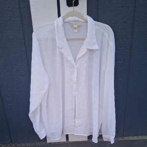 5 For $25 Sheer White Button-Up Blouse